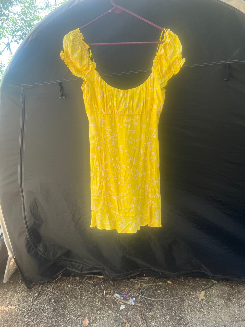 Sophie Rue Yellow Floral Mini Dress with Puff Sleeves